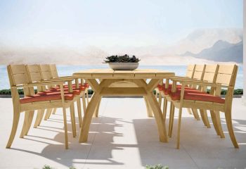 Collection of tables and chairs for restaurant terrace