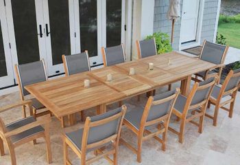 table extérieure extensible en bois